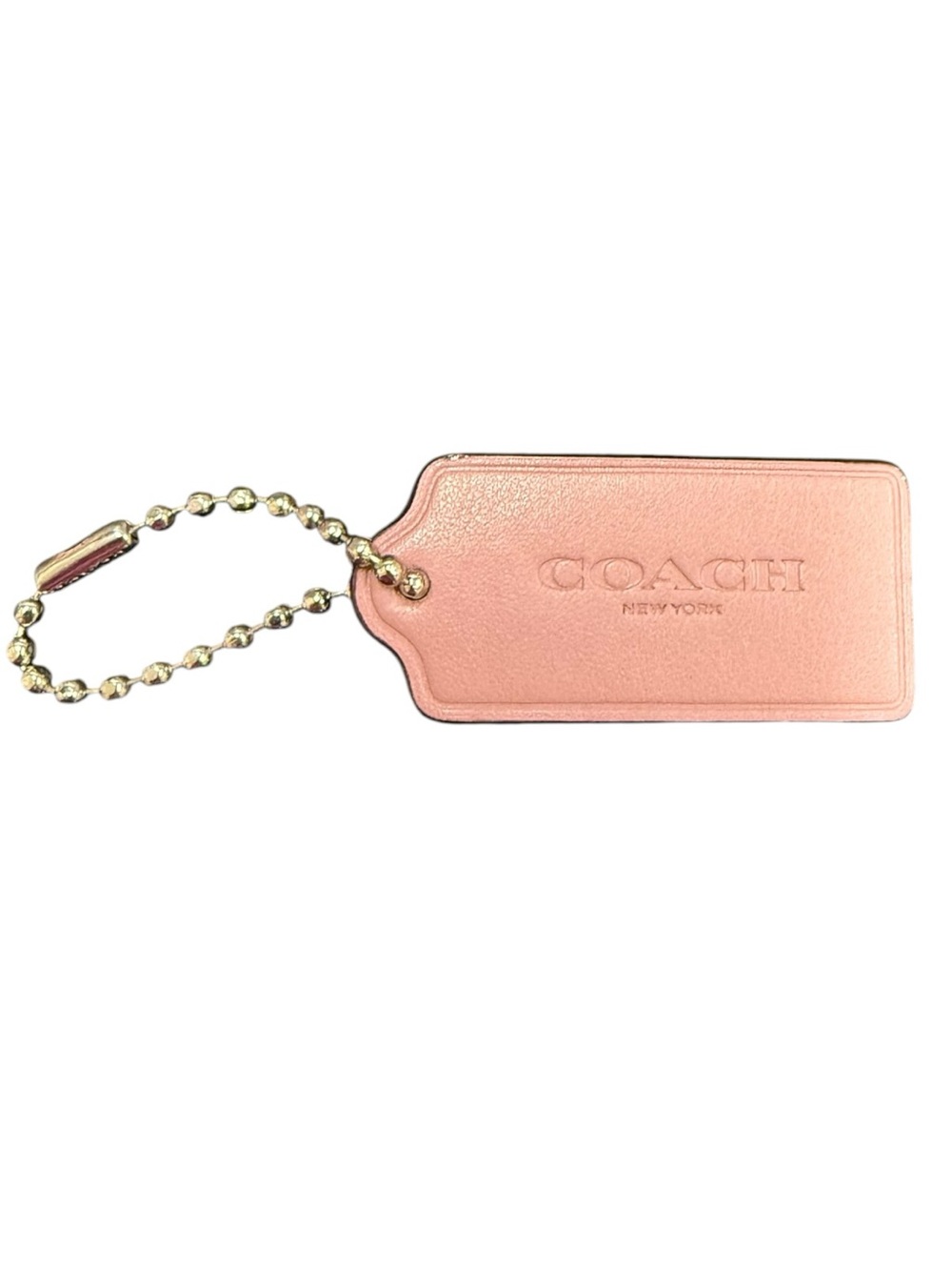 Coach Blush Pink Leather Bag Tag with Silver Ball Chain